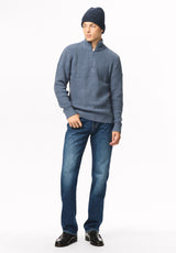 Wryan Men's Quarter-Zip Sweater, Vintage Indigo - BM24917