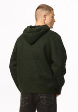 Waolo Men's Geometric Pattern Sweater Fleece Hoodie, Chive - BM24918