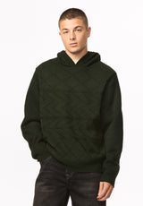 Waolo Men's Geometric Pattern Sweater Fleece Hoodie, Chive - BM24918