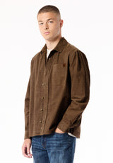 Samir Men's Long Sleeve Check Corduroy Shirt, Dark Earth - BM24921