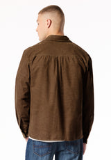 Samir Men's Long Sleeve Check Corduroy Shirt, Dark Earth - BM24921