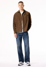 Samir Men's Long Sleeve Check Corduroy Shirt, Dark Earth - BM24921