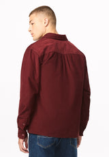 Samir Men's Long Sleeve Check Corduroy Shirt, Red Mahogany - BM24921