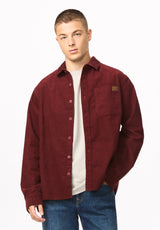 Samir Men's Long Sleeve Check Corduroy Shirt, Red Mahogany - BM24921