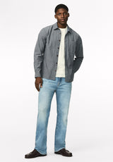 Satoshi Men's Long Sleeve Stripe Shirt, Vintage Indigo - BM24922