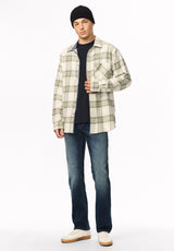 Skyler Men's Plaid Flannel Shirt, Iceberg Green - BM24923