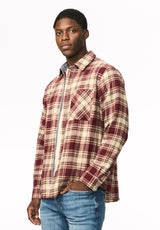 Skyler Men's Plaid Flannel Shirt, Red Mahogany - BM24923