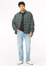 Jaze Men's Relaxed Fit Plaid Flannel Jacket, Charcoal - BM24931