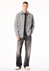 Samuel Men's Basketweave Overshirt, Heather Grey - BM24934