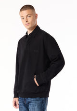 Kapeo Men's Long Sleeve Buffalo Embroidery Polo, Black - BM24938