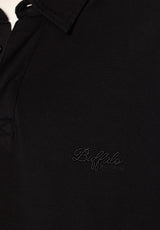 Kapeo Men's Long Sleeve Buffalo Embroidery Polo, Black - BM24938