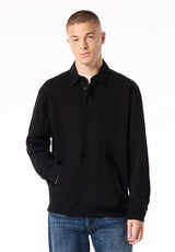 Kapeo Men's Long Sleeve Buffalo Embroidery Polo, Black - BM24938