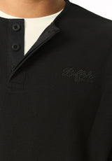 Kafael Men's Textured Short Sleeve Henley, Black - BM24940