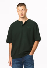 Kafael Men's Textured Short Sleeve Henley, Dark Sea - BM24940