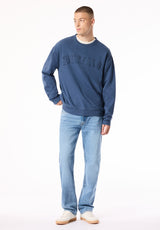 Felice Men's Vintage Wash Legends Fleece Crewneck, Vintage Indigo - BM24949