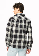 Sago Men's Long Sleeve Plaid Shirt, Charcoal - BM24956