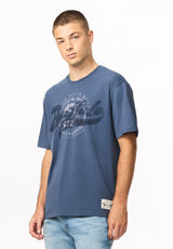 Tulian Men's Buffalo Graphic Tee, Vintage Indigo - BM24965