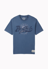 Tulian Men's Buffalo Graphic Tee, Vintage Indigo - BM24965