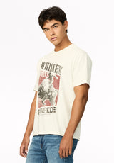 Tario Men's Whiskey Cowboy Print Graphic Tee, Milk - BM24968