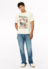 Tario Men's Whiskey Cowboy Print Graphic Tee, Milk - BM24968