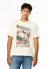 Tario Men's Whiskey Cowboy Print Graphic Tee, Milk - BM24968