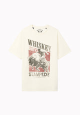 Tario Men's Whiskey Cowboy Print Graphic Tee, Milk - BM24968