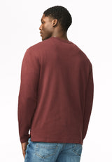 Kitchell Men's Ribbed Long Sleeve Top, Red Mahogany - BM24973