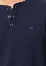 Kambo Men's Ribbed Long Sleeve Henley, Naval Academy - BM24974