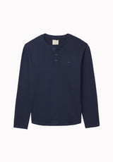 Kambo Men's Ribbed Long Sleeve Henley, Naval Academy - BM24974