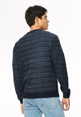 Willis Men's Textured Stripe Crew Neck Sweater, Naval Academy - BM24982