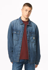 Simon Men's Oversized Denim Work Shirt, Blue Denim - BM26291