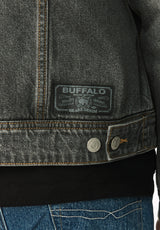 Joe Men's Oversized Stretch Denim Trucker Jacket, Black Worn - BM26304