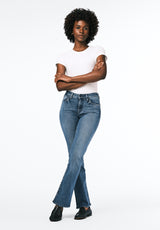 Mid Rise Bootcut Queen Women's Jeans in Whiskered and Sanded Blue - BL15831