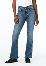 Mid Rise Bootcut Queen Women's Jeans in Whiskered and Sanded Blue - BL15831