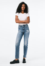 High Rise Straight Jayden Women's Jeans, Stonewashed Indigo - BL15836