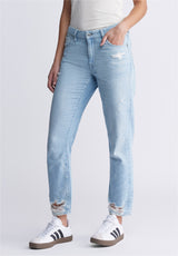 Buffalo David Bitton Relaxed Boyfriend Madison Women's Jeans in Distressed Vintage - BL15924 Color INDIGO