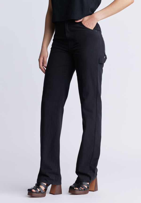 Buffalo David Bitton Super High-Rise Loose Straight Jane Women's Pants, Black - BL15966 Color BLACK