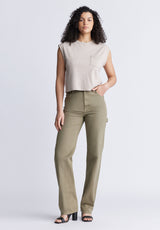 Buffalo David Bitton Super High-Rise Loose Straight Jane Women's Pants, Olive Green - BL15966 Color ALOE