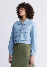 Buffalo David Bitton Teagan Women's Boxy Denim Jacket in Bleached Blue - BL15967 Color INDIGO