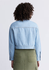 Buffalo David Bitton Teagan Women's Boxy Denim Jacket in Bleached Blue - BL15967 Color INDIGO