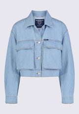 Buffalo David Bitton Teagan Women's Boxy Denim Jacket in Bleached Blue - BL15967 Color