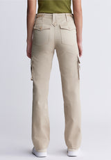 Buffalo David Bitton High Rise Jane Women's Loose Straight Pants in Beige - BL15975 Color SAFARI
