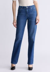 Mid Rise Straight Mary Women's Jeans, Contrasting Indigo - BL15988