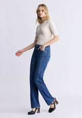 Mid Rise Straight Mary Women's Jeans, Contrasting Indigo - BL15988