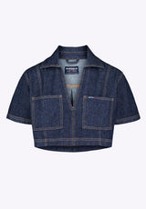 Buffalo David Bitton Selena Women's Denim Cropped Top with Patch Pockets Color