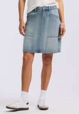 Buffalo David Bitton Sophia High Waist Mid Length Jean Skirt color INDIGO