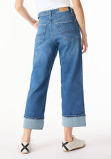 High Rise Wide Leg Cropped Addisson Women's Jeans, Indigo Worn - BL16047