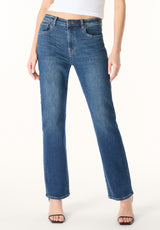 High Rise Straight Jayden Women's Jeans, Indigo Contrast - BL16062