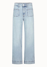 High Rise Wide Leg Addie Women's Jeans, Bleached Blue - BL16065