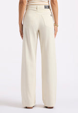 Buffalo David Bitton High Rise Wide Leg Addie Women's Pants Color VANILLA ICE